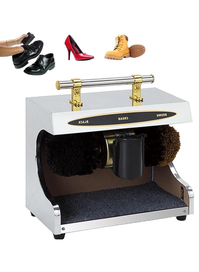 VITION آلة تلميع الأحذية الأوتوماتيكية، جهاز تلميع كهربائي للأحذية مع فرشتين مزدوجتين للأحذية البنية والسوداء، موزع كريم، مثالي للاستخدام في المنزل والمكتب وردهة الفندق (فضي) - Image 1
