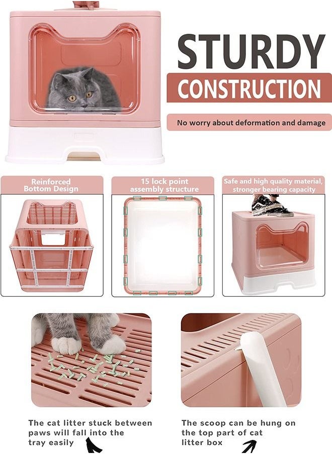 Occuwzz - Foldable Cat Litter Box with Lid Extra Large Covered Litter Box with Cat Litter Scoop Drawer Type Enclosed Kitty Litter Box - Image 1