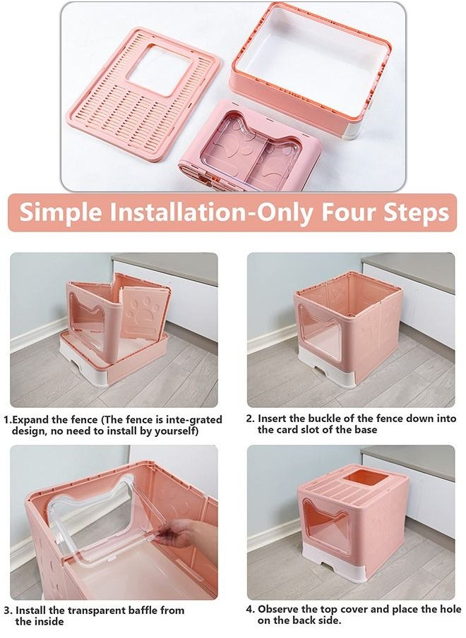 Occuwzz - Foldable Cat Litter Box with Lid Extra Large Covered Litter Box with Cat Litter Scoop Drawer Type Enclosed Kitty Litter Box - Image 1