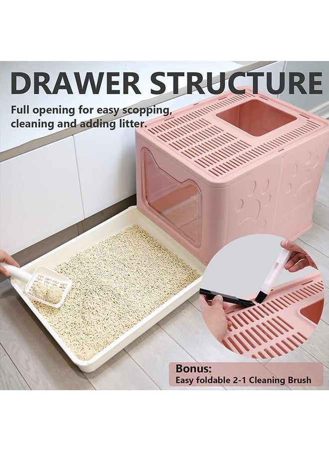 Occuwzz - Foldable Cat Litter Box with Lid Extra Large Covered Litter Box with Cat Litter Scoop Drawer Type Enclosed Kitty Litter Box - Image 1