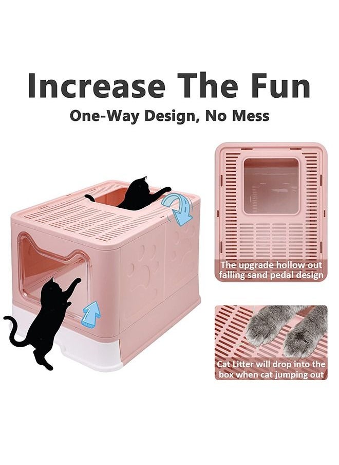 Occuwzz - Foldable Cat Litter Box with Lid Extra Large Covered Litter Box with Cat Litter Scoop Drawer Type Enclosed Kitty Litter Box - Image 1