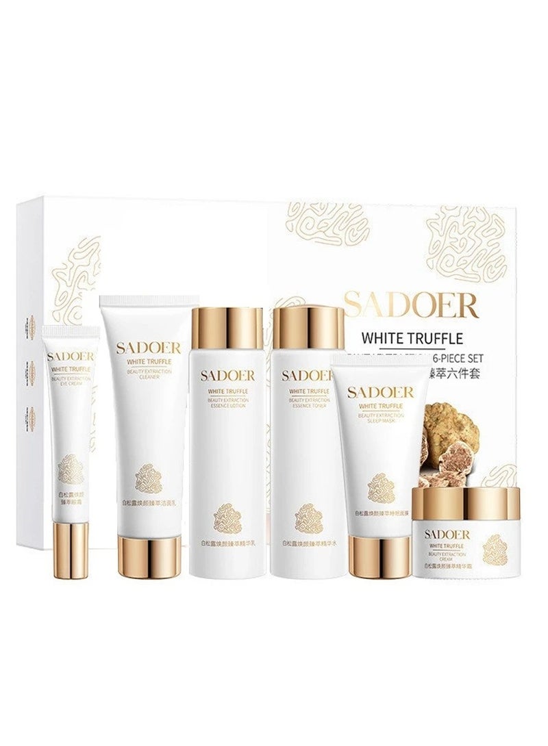 SADOER Whitening Face Serum Cream Skin Care Kit 6 Pcs White Truffle Yeast Organic Moisturizing Skincare Set - Image 1