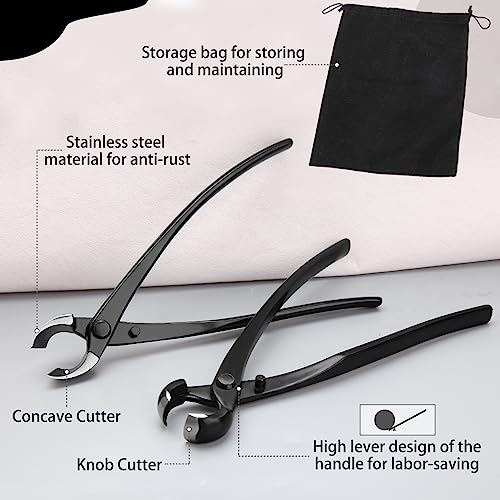 SPEEDWOX Bonsai Branch Tool Kit Concave Spherical Knob Cutters Black Modern Style Ambidextrous Stainless Steel Blades 210mm Length 50mm Width - Image 3