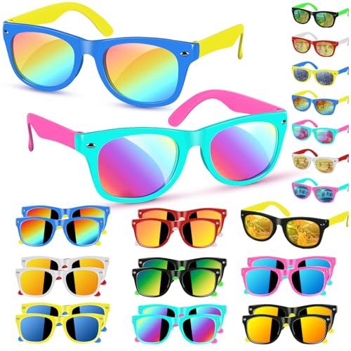 AGGKKY 16 Pack Kids Sunglasses Bulk Party Favors Neon Toddler Sunglasses Bulk for Age 37 Boys Girls with UV400 Protection for Party Favors - Image 1