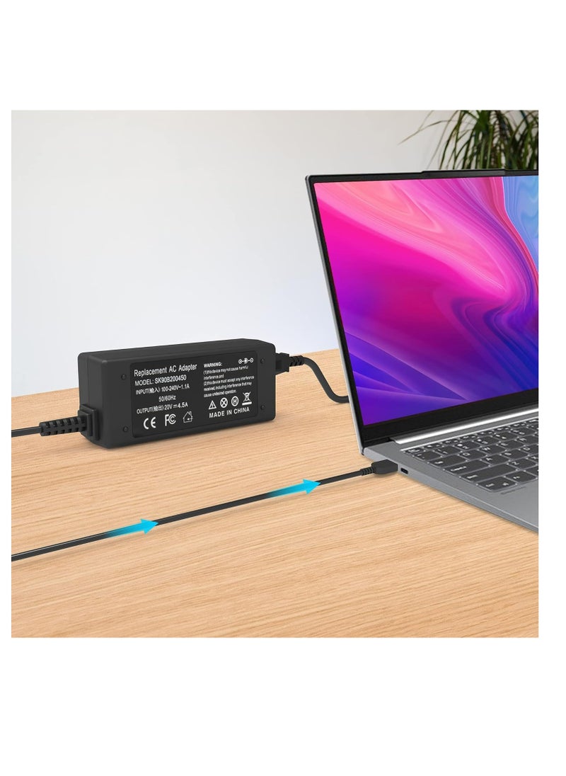 ماركة غير محددة شاحن كمبيوتر محمول 90 وات 20 فولت 4.5 أمبير لجهاز Lenovo ThinkPad X1 Carbon T440 E431 G410 45N0237 45N0236 45N0239 344428U ThinkPad T431s Z510 PA-1900-081 0B46994 0B46995 Yoga 11s Flex 14 15D Power الحبل  - Image 4