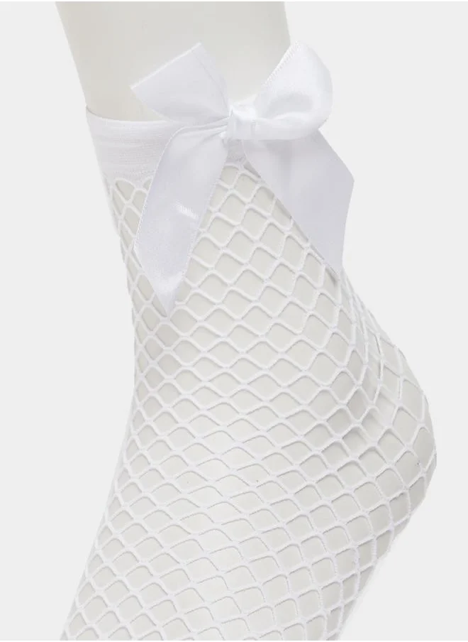 Styli Set of 3 - Bow Detail Net Crew Socks