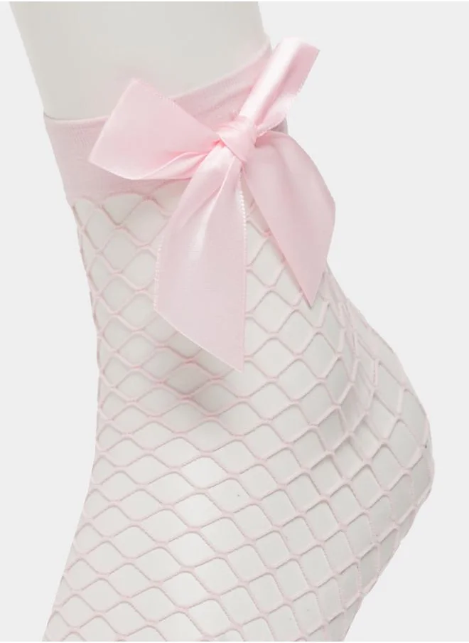 Styli Set of 3 - Bow Detail Net Crew Socks