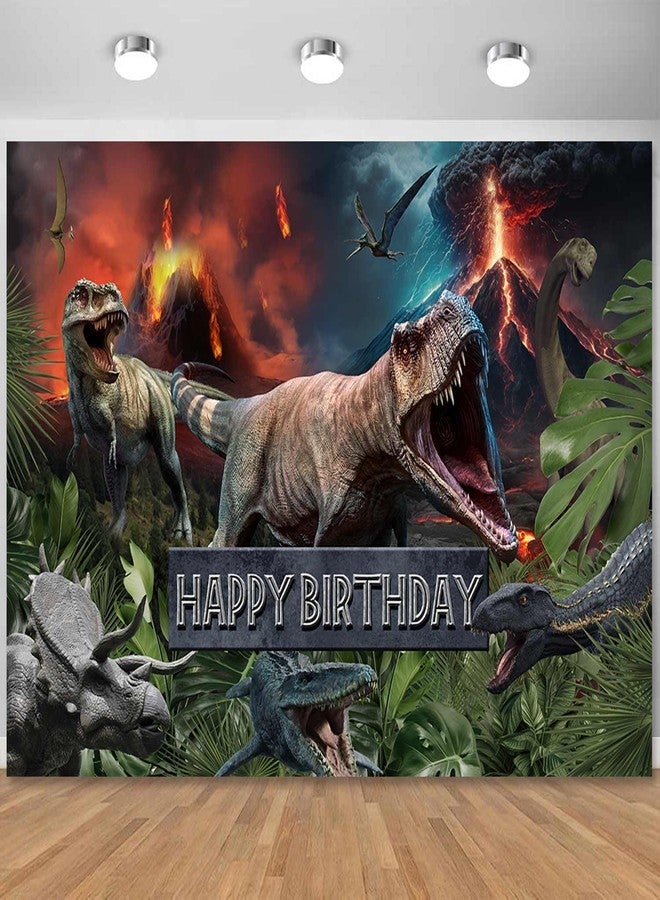 Sensfun Dinosaur Happy Birthday Backdrop Banner Boy Kids Dino Theme Birthday Party Photography Background Jungle Dinosaur World Park Birthday Party Decorations Supplies Photo Booth Backdrops 6x4ft - Image 1