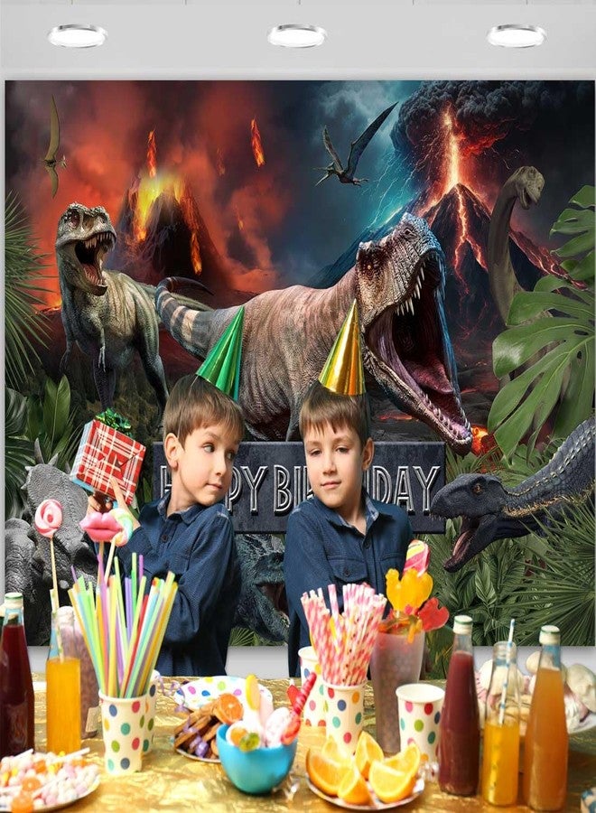 Sensfun Dinosaur Happy Birthday Backdrop Banner Boy Kids Dino Theme Birthday Party Photography Background Jungle Dinosaur World Park Birthday Party Decorations Supplies Photo Booth Backdrops 6x4ft - Image 3