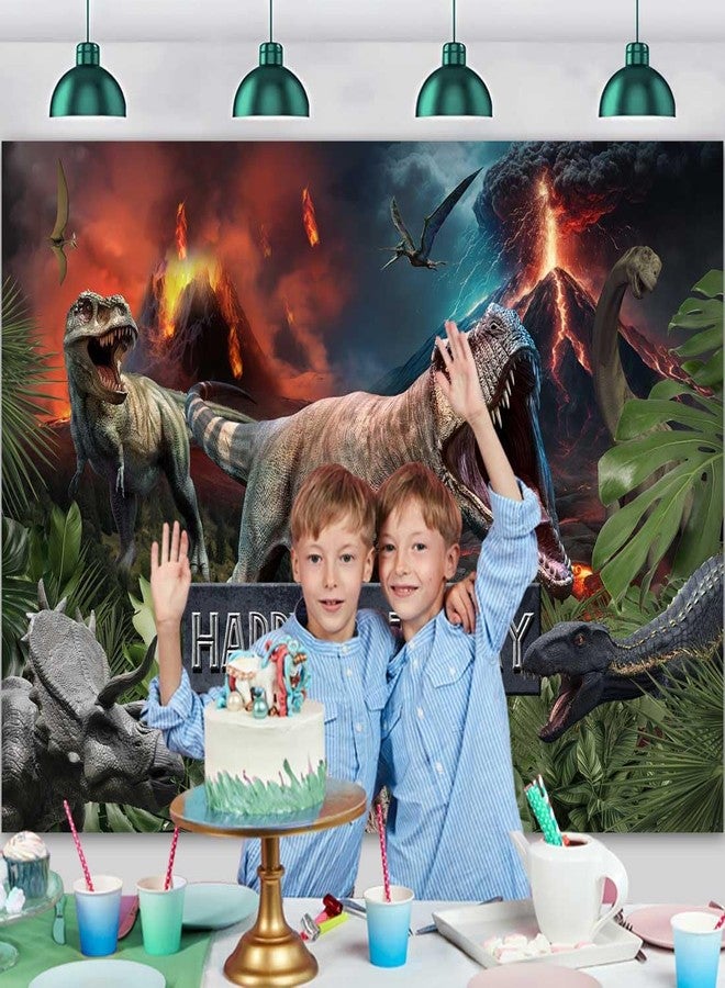 Sensfun Dinosaur Happy Birthday Backdrop Banner Boy Kids Dino Theme Birthday Party Photography Background Jungle Dinosaur World Park Birthday Party Decorations Supplies Photo Booth Backdrops 6x4ft - Image 2