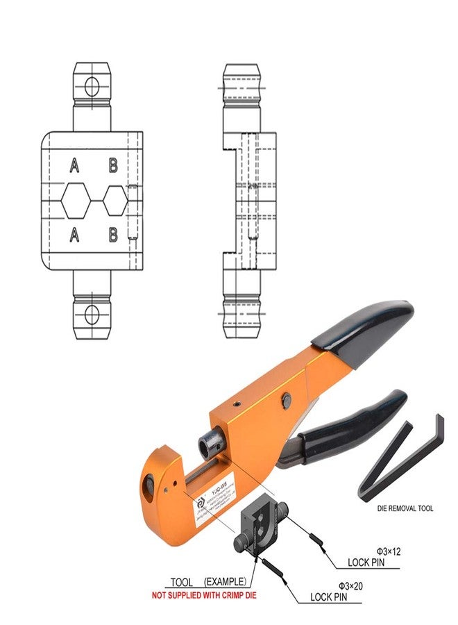 JRready مجموعة قوالب الضغط على الأسلاك JRready Y196-P M22520 5 03 لـ HX4 YJQ-W5 M22520 5 01 أداة الضغط اليدوية موصل الضغط نوع D-Sub جهة اتصال محورية - Image 2