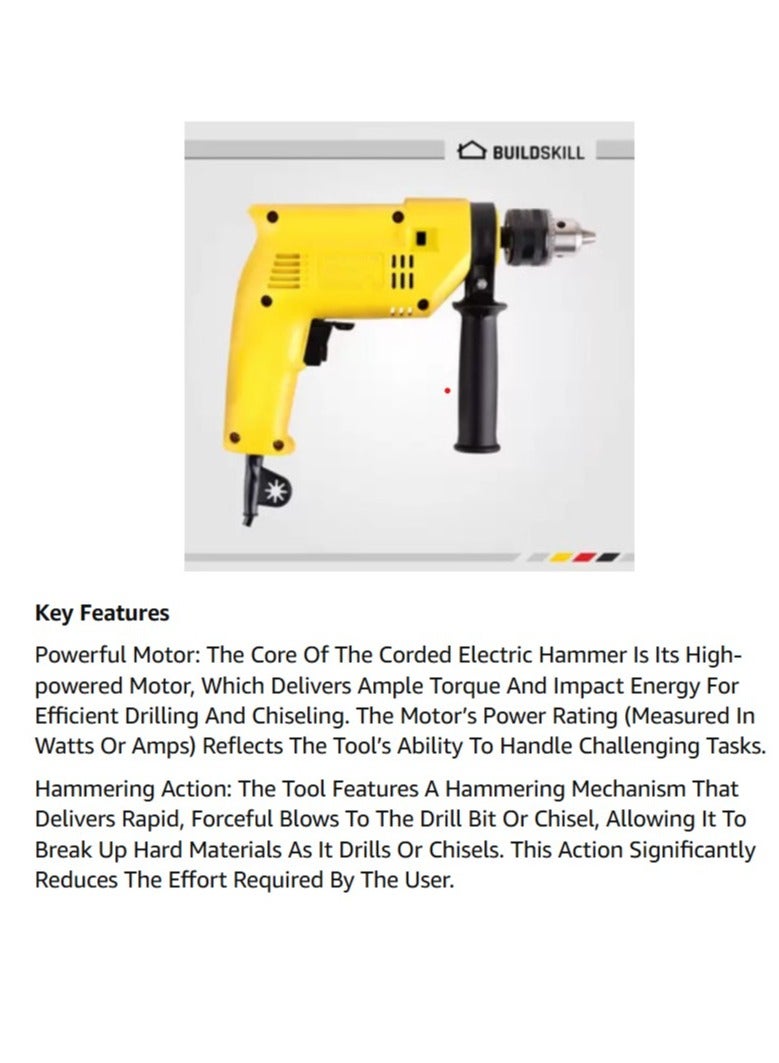 ABBASALI 13mm Corded Electric Hammer Percussion Drill for Metal Concrete & Wood Drilling - Image 3