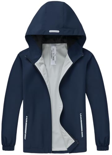 Slwosdlds Boys Girls Waterproof Rain Jacket Lightweight soft lining Kids Windbreaker Hooded Coat Easy to Fold - Image 1