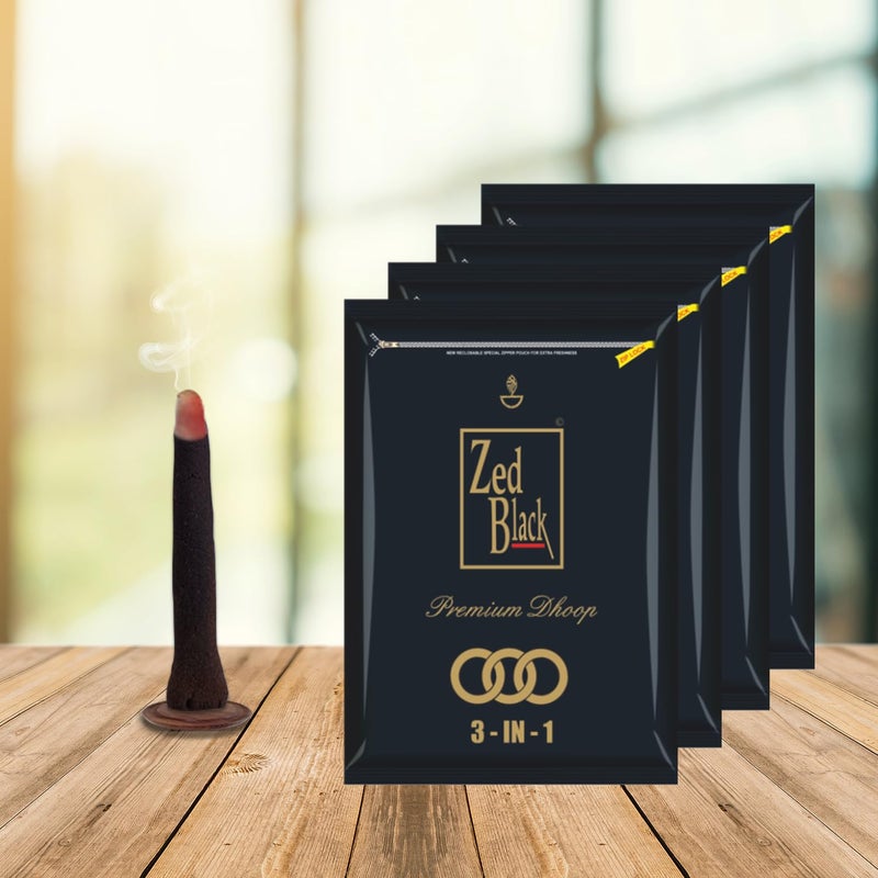 Zed Black 3 in 1 Premium Dhoop Batti | Combo Assorted Dhoop - Pack of 4 - Image 3