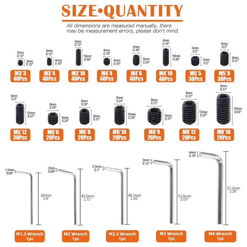 Rustark طقم براغي ألين رأس سداسي مكون من 450 قطعة M3/M4/M5/M6/M8 مع محرك سداسي داخلي - فئة 12.9 من الفولاذ الأسود السبيكي - Image 2