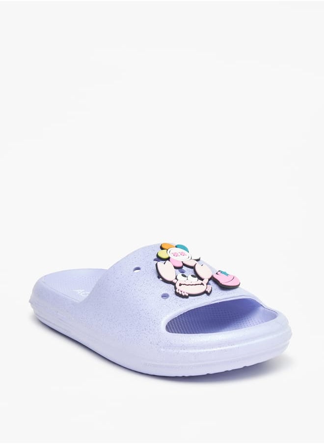 Aqua Girls Applique Detail Slides  - Image 2