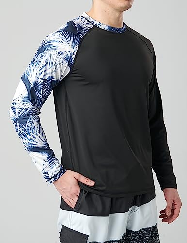 Liberty Pro 2-Pack Men's UV Long Sleeve Swim Shirts Loose Fit Rash Guards (Contrast Sleeves Navy/Black, Large) - Image 4