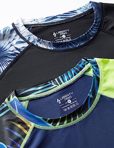 Liberty Pro 2-Pack Men's UV Long Sleeve Swim Shirts Loose Fit Rash Guards (Contrast Sleeves Navy/Black, Large) - Image 5