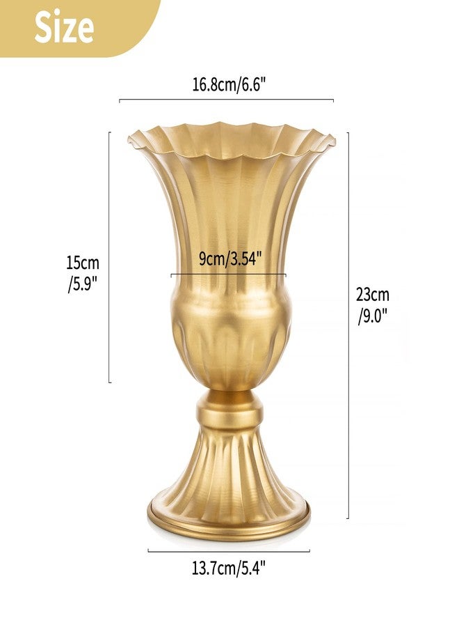 Nuptio Gold Vases for Centerpieces Wedding - 2 Pcs 9in Height Metal Urn Planter Elegant Wedding Centerpieces for Tables - Trumpet Vase for Weddings Party Decoration Centerpiece Table Decorations - Image 4