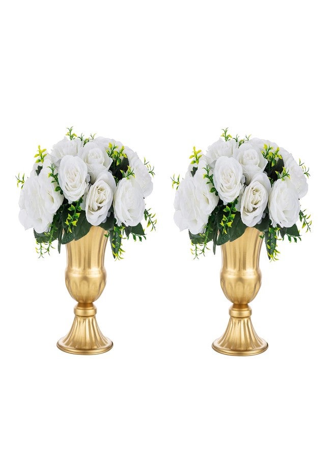 Nuptio Gold Vases for Centerpieces Wedding - 2 Pcs 9in Height Metal Urn Planter Elegant Wedding Centerpieces for Tables - Trumpet Vase for Weddings Party Decoration Centerpiece Table Decorations - Image 1