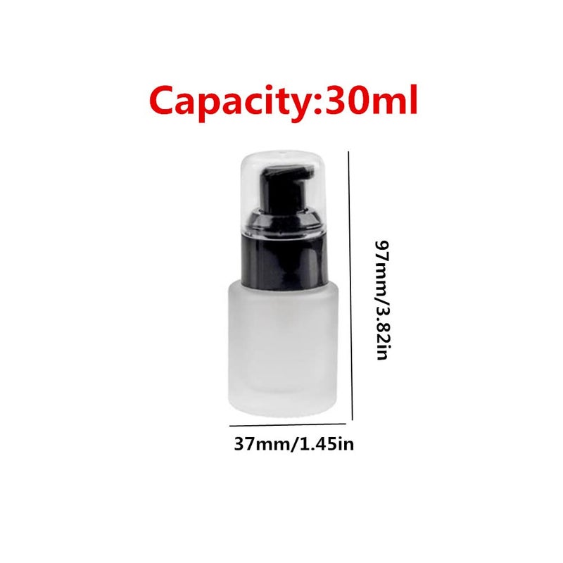 Honkenda 30ml 1OZ Frosted Glass Pump Bottles With Press Pump, Travel Size Refillable Empty Liquid Foundation Container Dispenser Storage Bottles for Cosmetic Lotion Essence Emulsion Sample (2 Pack) - Image 2