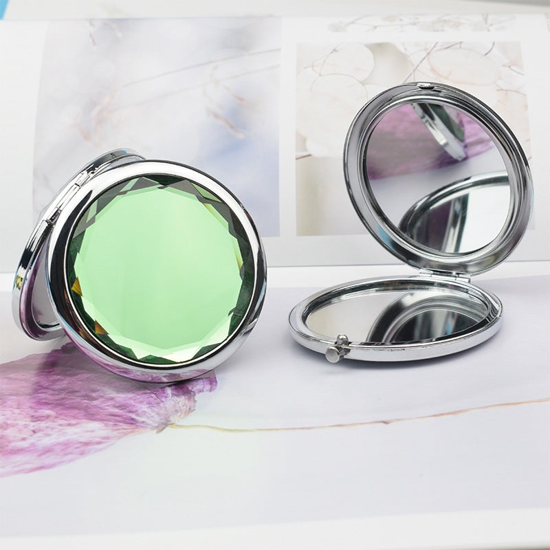 Metal Makeup Mirror Double-Sided Foldableing Crystal Makeup Mirror Portable Mirror Small Mirror Corporate Advertising Logo Gift - Image 2