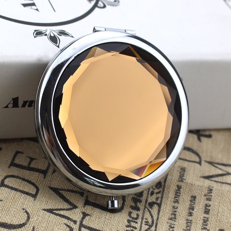 Metal Makeup Mirror Double-Sided Foldableing Crystal Makeup Mirror Portable Mirror Small Mirror Corporate Advertising Logo Gift - Image 1