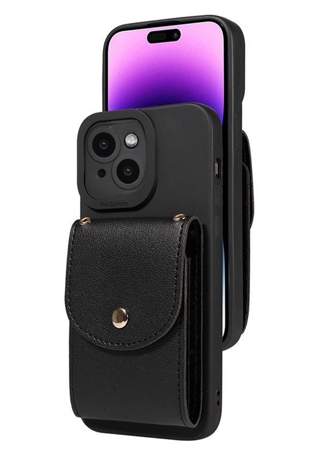 ShebSheb iPhone 15 Case with Card Holder for Women, iPhone 15 Cover Wallet with Strap Credit Card Slots Crossbody 