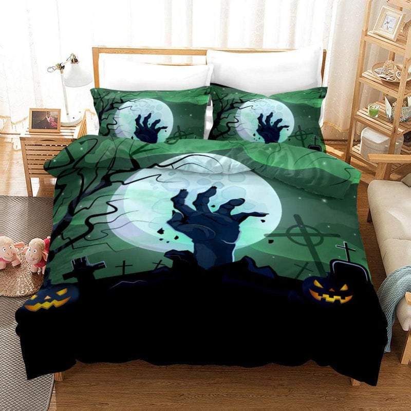 4 Piece Comforter Set 3D Halloween Foreign Trade Quilt Cover Home Textile Three-Piece Bedding Children Student Bedding-WSJ18_EU135/200 Three-Piece Set