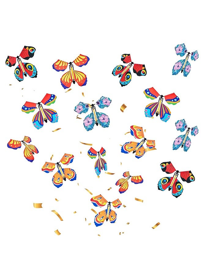 15Pcs Magic Flying Butterfly, Rubber Band Powered Wind up Butterfly Toy for Surprise Gift Party Birthday - Image 1