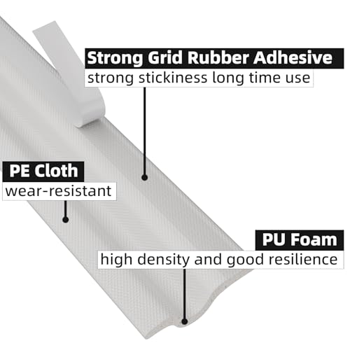 KAYLEINSTER 196 Inch Window Draft Stopper Foam Seal Strip,Self-Adhesive Door Weather Stripping for Door Frame Seal,Soundproofing Window Insulation for Winter,Door Gap Filler for Noise Blocker,White - Image 5