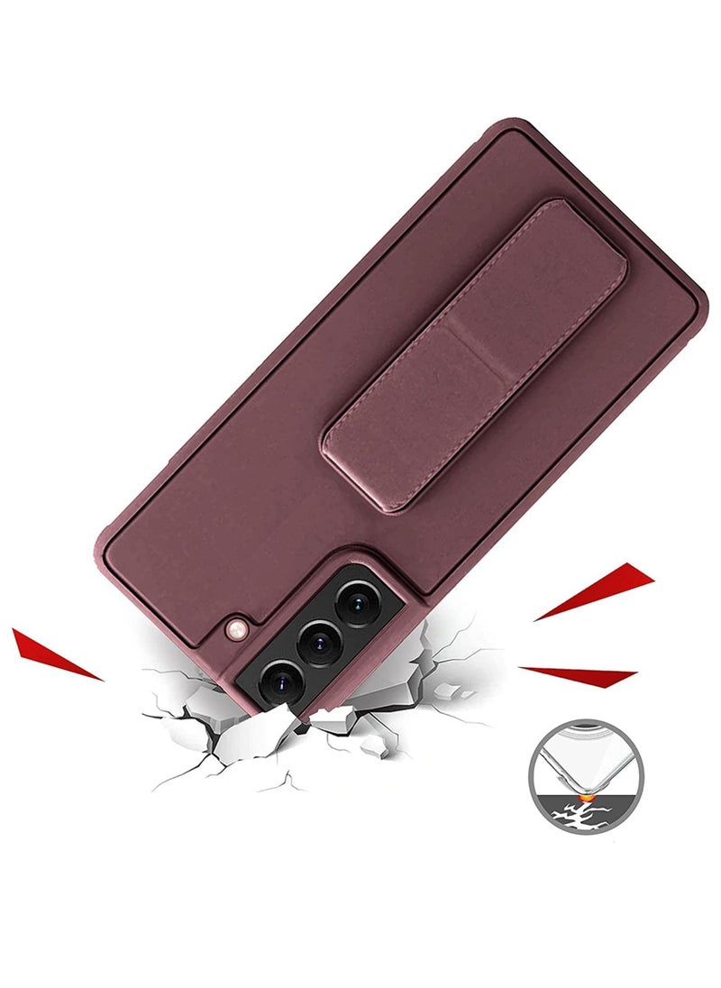 Generic - Magnetic Hand Grip Case with Stand Cover for Samsung Galaxy S22 Plus - Brown - Image 1