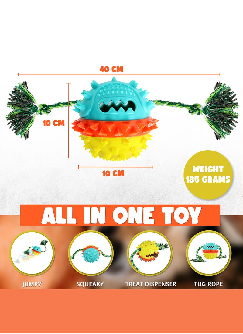 CHEWY BONE Dog chew toy treat dispensing ball with rope squeaky ball for large and medium dogs  - Image 5