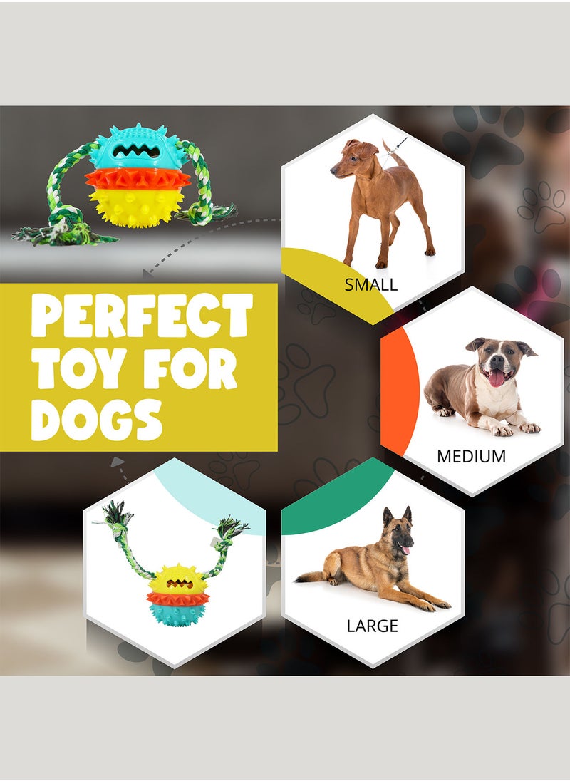 CHEWY BONE - Dog chew toy treat dispensing ball with rope squeaky ball for large and medium dogs - Image 1