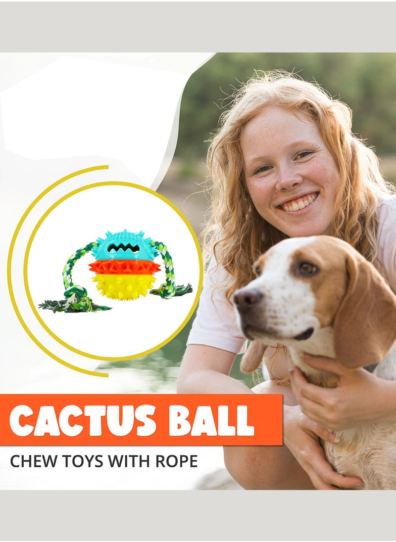 CHEWY BONE Dog chew toy treat dispensing ball with rope squeaky ball for large and medium dogs  - Image 2