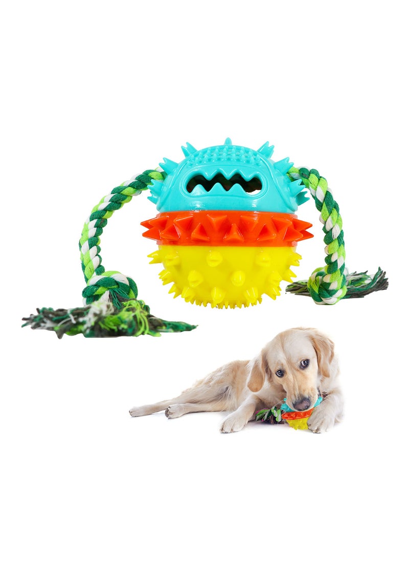 CHEWY BONE Dog chew toy treat dispensing ball with rope squeaky ball for large and medium dogs  - Image 1