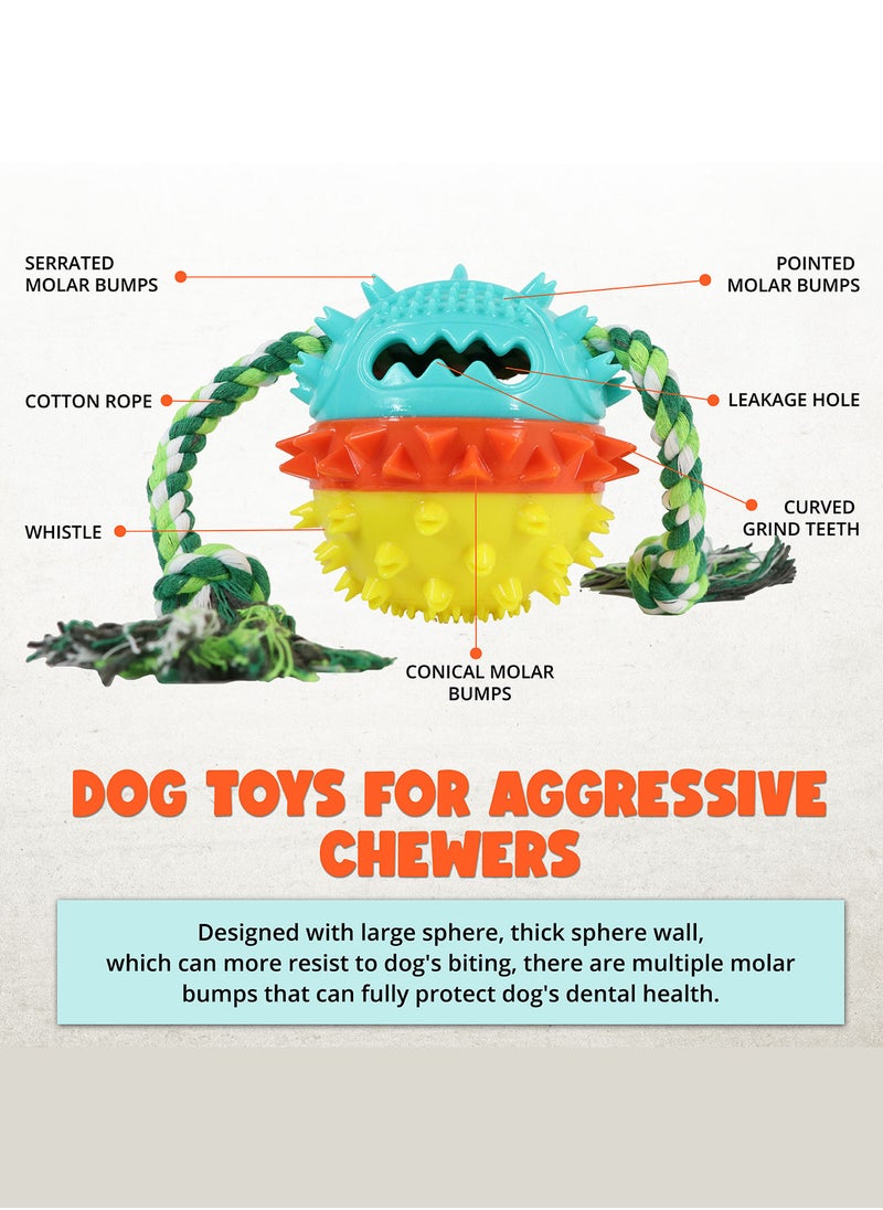 CHEWY BONE Dog chew toy treat dispensing ball with rope squeaky ball for large and medium dogs  - Image 3