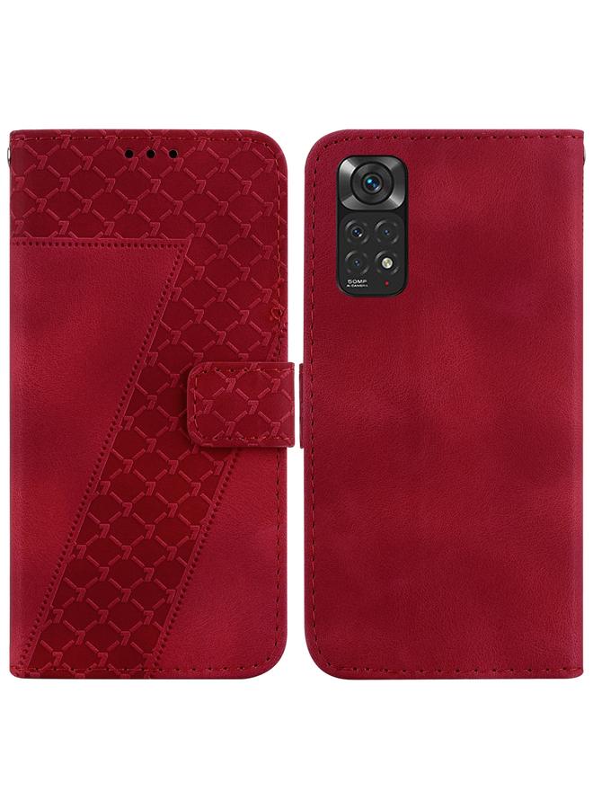 The Bros Case For Xiaomi Redmi Note 11 Global/Note 11S 7-shaped Embossed Leather Phone Case