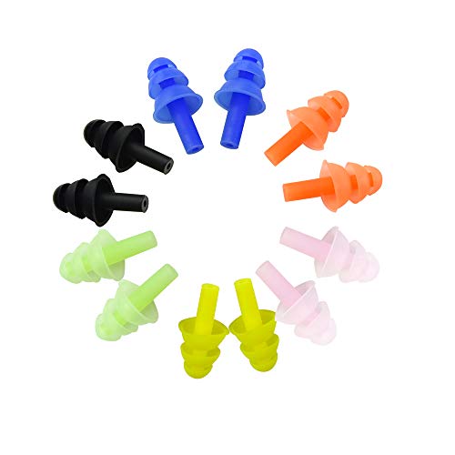 Honbay 6Pairs Reusable Silicone Swimming Earplugs Soft and Flexible Ear Plugs for Swimming, Learning, Hearing Protection, Concerts, Airplanes, Shooting, etc - Image 1