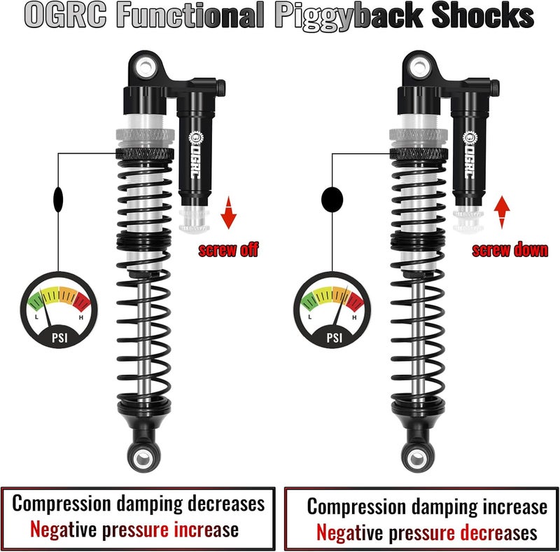 OGUNKE OGRC 100mm Aluminum Adjustable Piggyback Shock Absorber for RC Crawler - Image 3