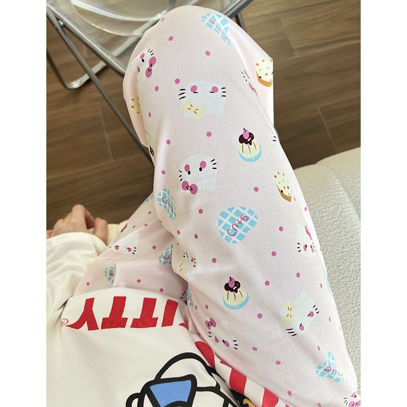 Hello Kitty Ins Style Cartoon Japanese-Style Pajama Pants For Female Students Early Autumn Mosquito-Proof Pants Cute Dormitory Casual Pants Walking Pants - Image 1