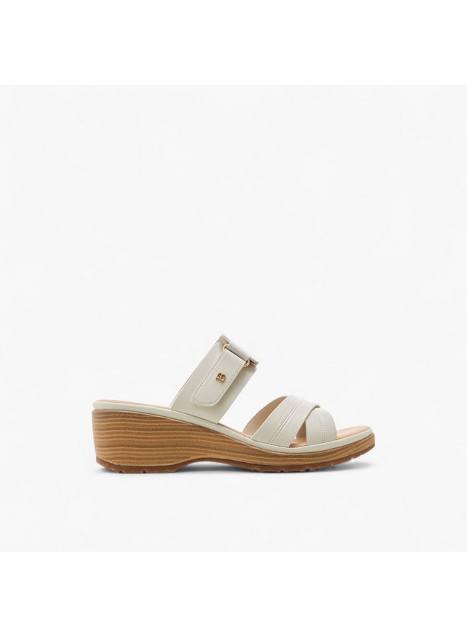 Flora Bella By Shoexpress Women Textured Cross Strap Sandals with Wedge Heels  - Image 3