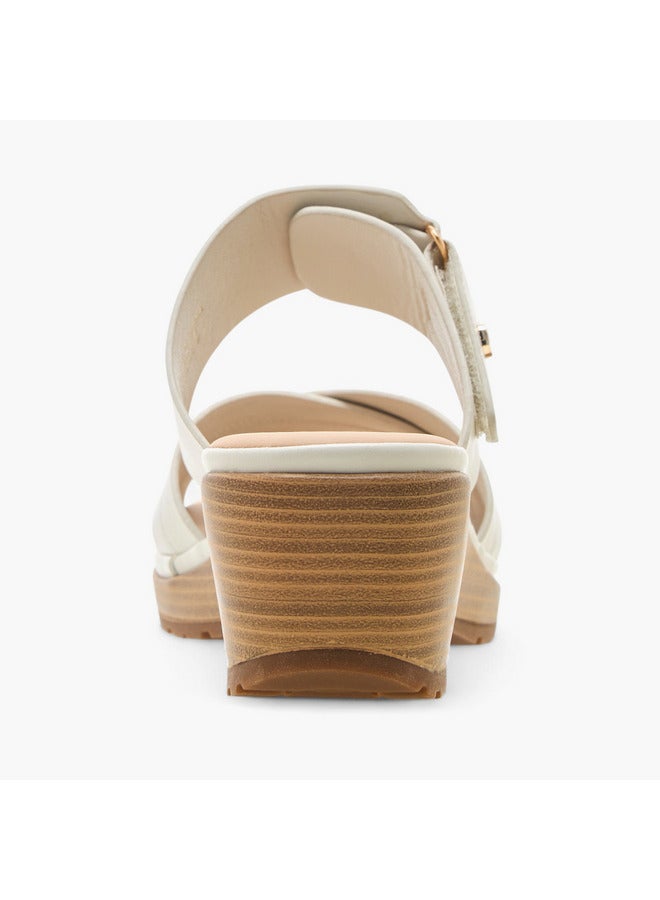 Flora Bella By Shoexpress Women Textured Cross Strap Sandals with Wedge Heels  - Image 5