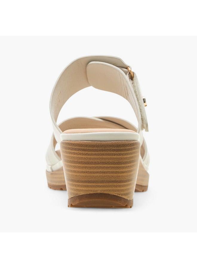 Flora Bella By Shoexpress Women Textured Cross Strap Sandals with Wedge Heels - Image 5