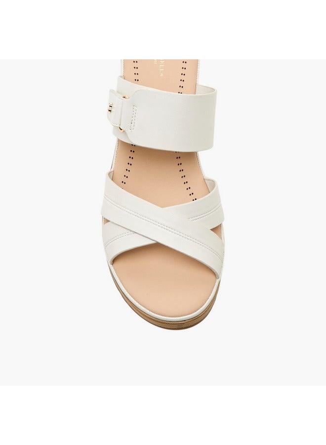 Flora Bella By Shoexpress Women Textured Cross Strap Sandals with Wedge Heels - Image 4