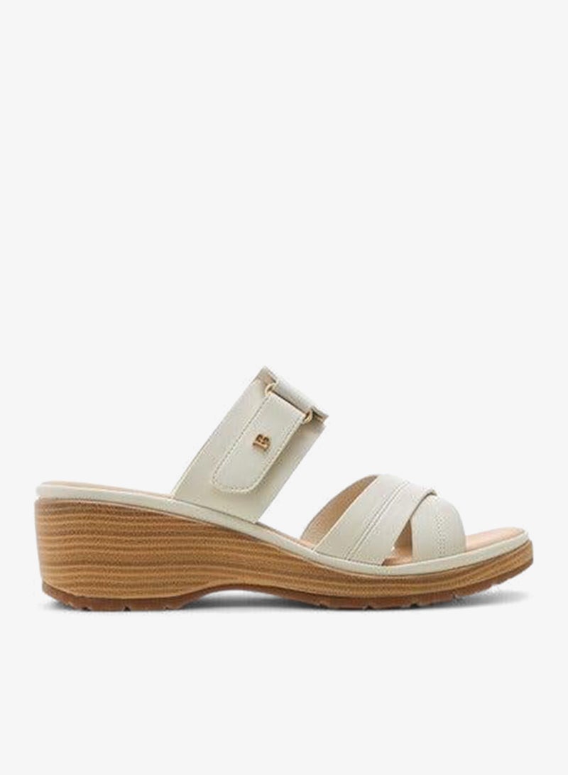 Flora Bella By Shoexpress Women Textured Cross Strap Sandals with Wedge Heels - Image 2