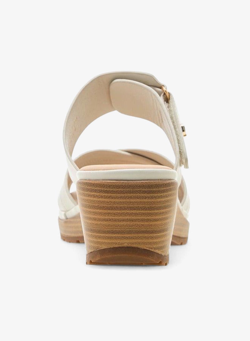 Flora Bella By Shoexpress Women Textured Cross Strap Sandals with Wedge Heels - Image 5