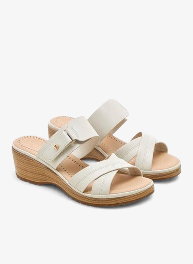 Flora Bella By Shoexpress Women Textured Cross Strap Sandals with Wedge Heels - Image 3