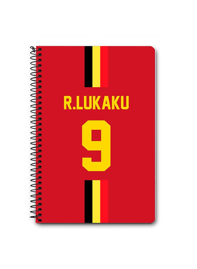 Stylizedd Designer A5 Spiral Notebook Memo Notepad Journal - Football Team - Belgium Player Name - R.Lukaku - Image 1