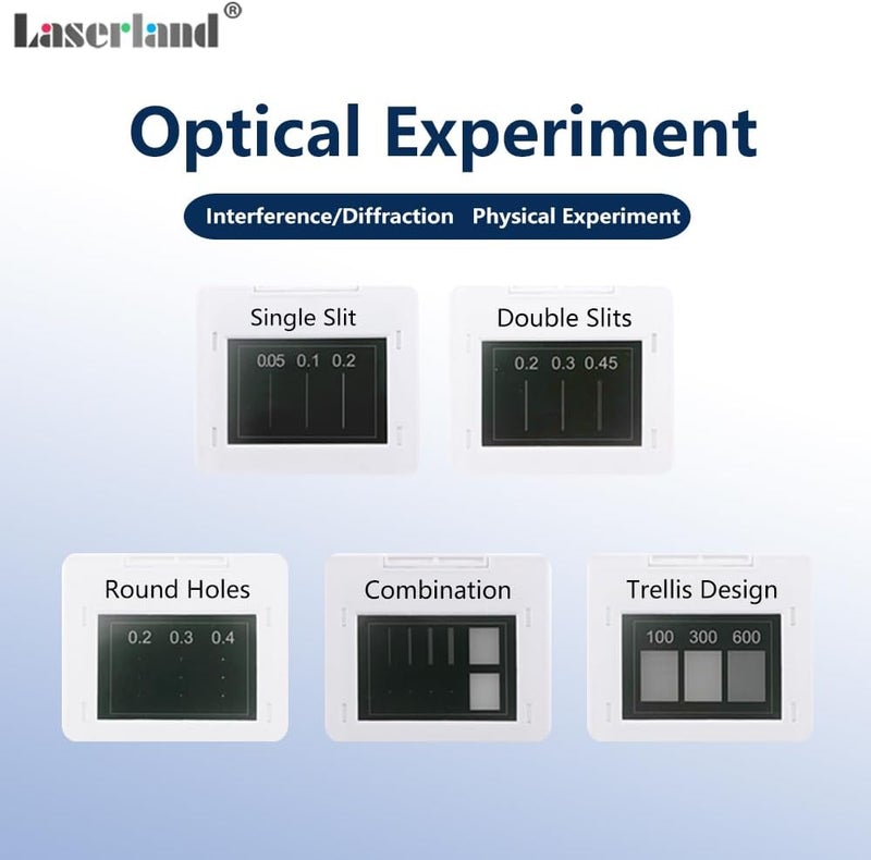 Laserlands مجموعة تجربة الشق المزدوج من يونغ - شق واحد، شقوق مزدوجة، تداخل، شبكة حيود، مجموعة تجارب بصرية فيزيائية، عناصر بصرية - Image 2